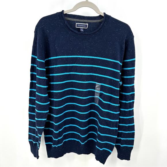 Club Room striped crewneck sweater in blue Size L - Picture 2 of 7